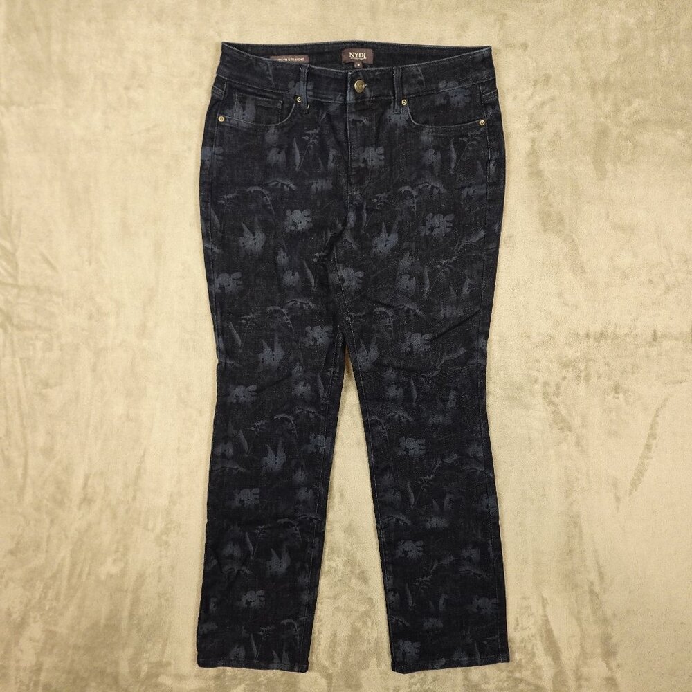 NYDJ Marilyn Straight Jeans –‎ Bishop Floral Print, Women’s Size 8